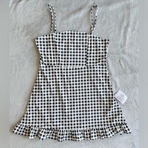 Asos designs Strappy Black White Gingham mini dress. Size 14